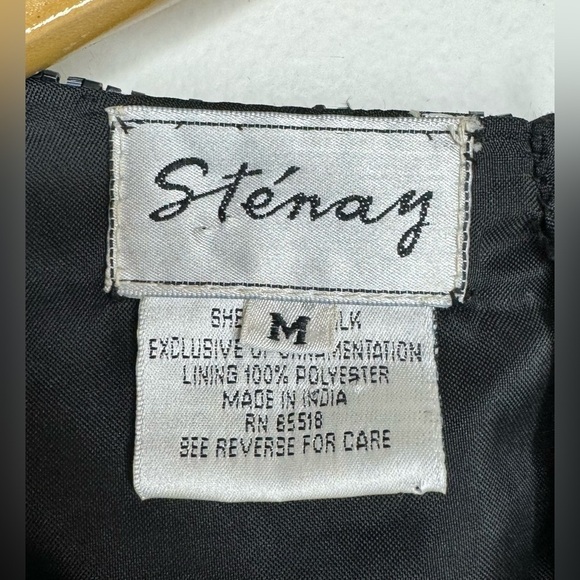 Stenay Women’s Vintage Black Beaded V-Neck Blouse Size M - Picture 10 of 11
